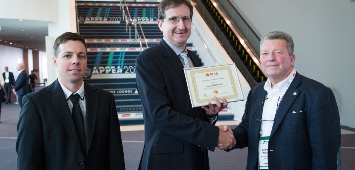 Exploration age of enlightenment is urgent PESA Federal Executive President Toby Colson with Distinguished Service Award winner Gordon Wakelin-King and Immediate Past President Steve Mackie