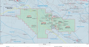 WA onshore release areas for petroleum exploration Location of release areas L17-1 to 3 in the Canning Basin